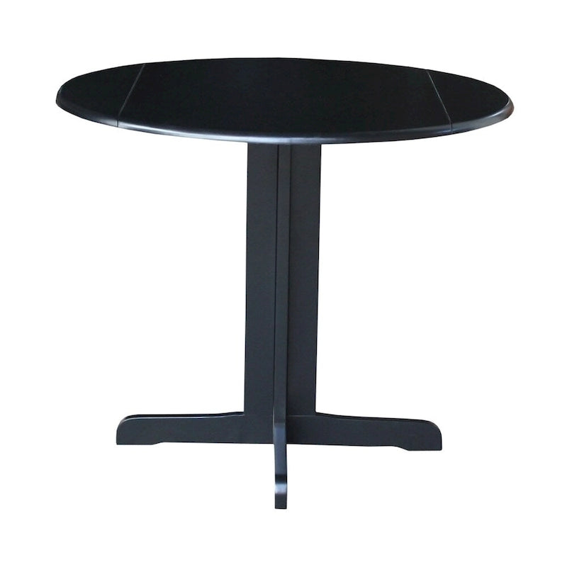 Brown / Linen White / Black / Espresso Drop Leaf Round Dining Table for 2