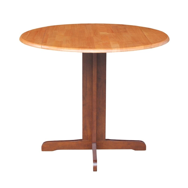 Brown / Linen White / Black / Espresso Drop Leaf Round Dining Table for 2