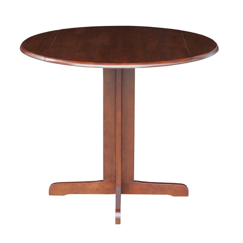 Brown / Linen White / Black / Espresso Drop Leaf Round Dining Table for 2