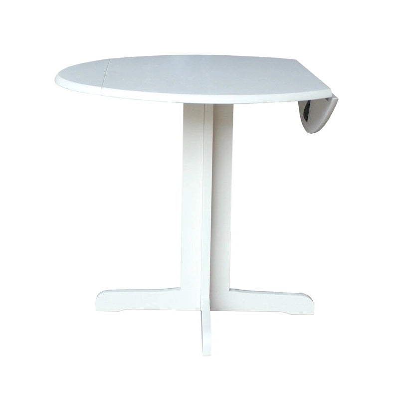 Brown / Linen White / Black / Espresso Drop Leaf Round Dining Table for 2