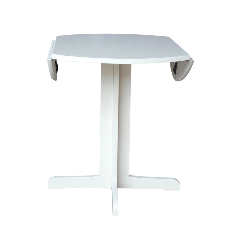 Brown / Linen White / Black / Espresso Drop Leaf Round Dining Table for 2
