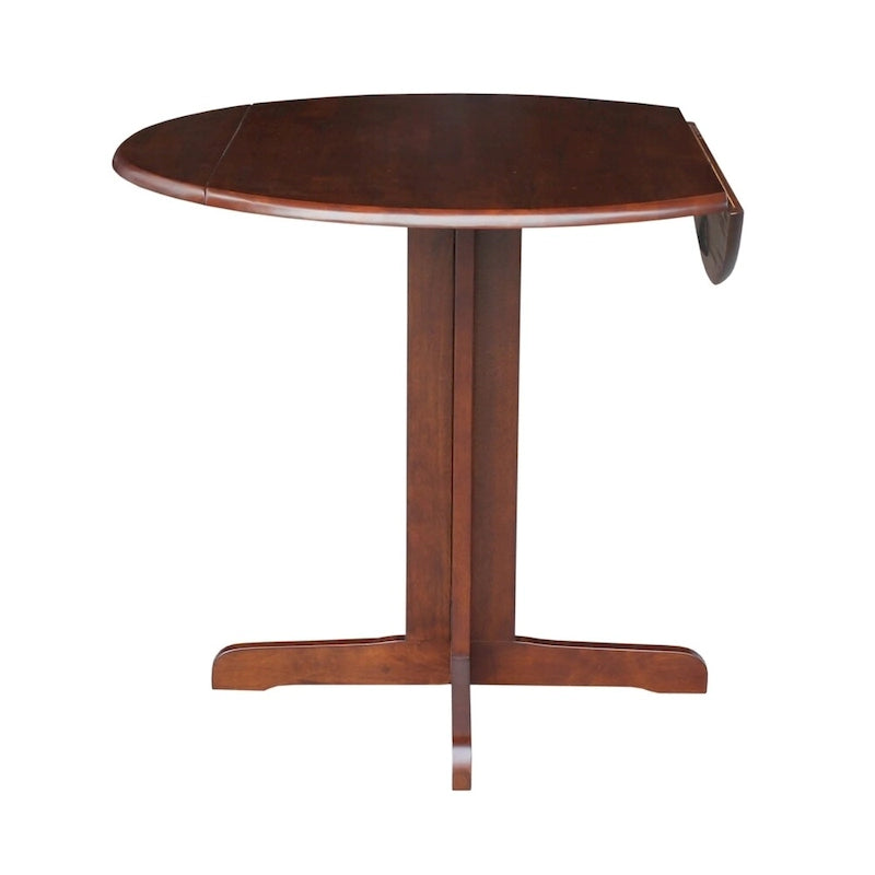 Brown / Linen White / Black / Espresso Drop Leaf Round Dining Table for 2