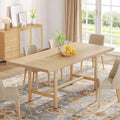Table de salle à manger rectangulaire marron, style rustique, 4-6 places