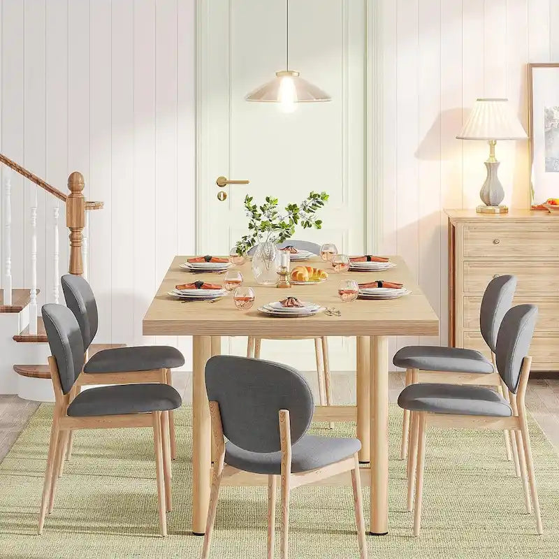 Table de salle à manger rectangulaire marron, style rustique, 4-6 places