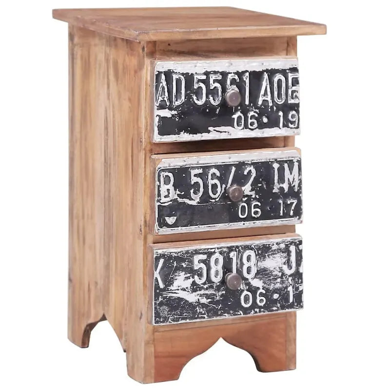 Brown Solid Mahogany Wood Nightstand with Cabinet Door, 3 Sizes