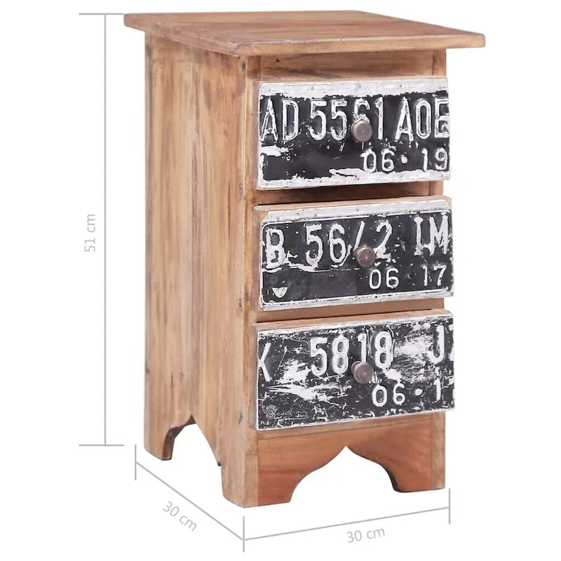 Brown Solid Mahogany Wood Nightstand with Cabinet Door, 3 Sizes