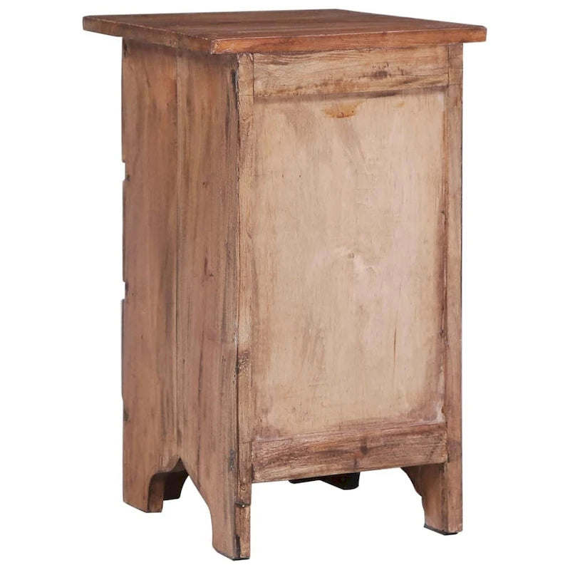 Brown Solid Mahogany Wood Nightstand with Cabinet Door, 3 Sizes