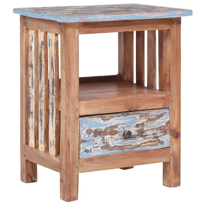 Brown Solid Mahogany Wood Nightstand with Cabinet Door, 3 Sizes