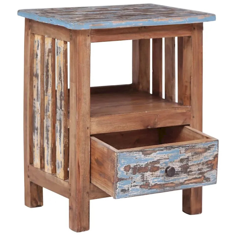 Brown Solid Mahogany Wood Nightstand with Cabinet Door, 3 Sizes