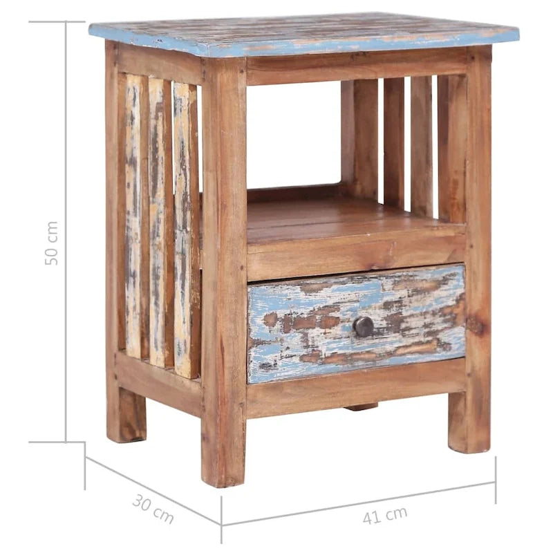 Brown Solid Mahogany Wood Nightstand with Cabinet Door, 3 Sizes