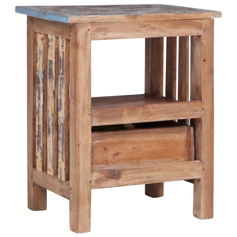 Brown Solid Mahogany Wood Nightstand with Cabinet Door, 3 Sizes