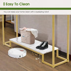 Gold Wood Nordic Console Table with Drawer & 2 Shelves