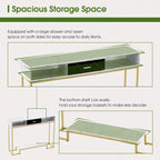 Gold Wood Nordic Console Table with Drawer & 2 Shelves