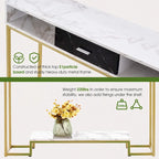 Gold Wood Nordic Console Table with Drawer & 2 Shelves