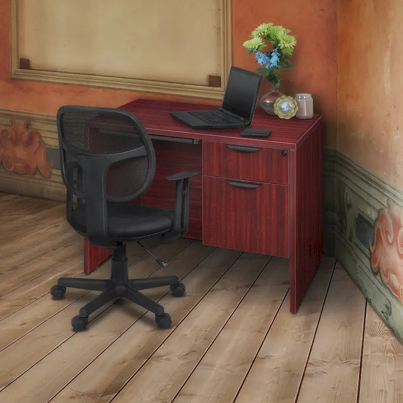 Bureau à piédestal simple 42 po – Acajou / Cerisier / Gris cendré, 1 place