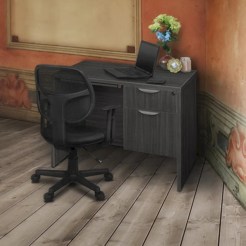 Bureau à piédestal simple 42 po – Acajou / Cerisier / Gris cendré, 1 place
