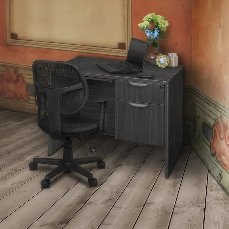 Bureau à piédestal simple 42 po – Acajou / Cerisier / Gris cendré, 1 place