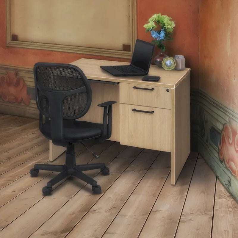 Bureau à piédestal simple 42 po – Acajou / Cerisier / Gris cendré, 1 place