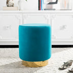 Pouf en velours avec base en laiton, une place – Marine / Laiton