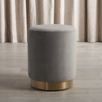 Pouf en velours avec base en laiton, une place – Marine / Laiton