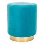 Pouf en velours avec base en laiton, une place – Marine / Laiton