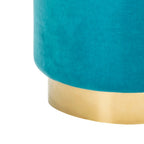 Pouf en velours avec base en laiton, une place – Marine / Laiton