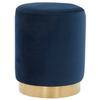 Pouf en velours avec base en laiton, une place – Marine / Laiton
