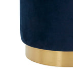 Pouf en velours avec base en laiton, une place – Marine / Laiton