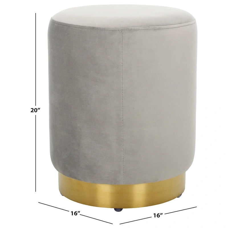 Pouf en velours avec base en laiton, une place – Marine / Laiton