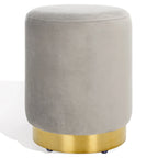 Pouf en velours avec base en laiton, une place – Marine / Laiton