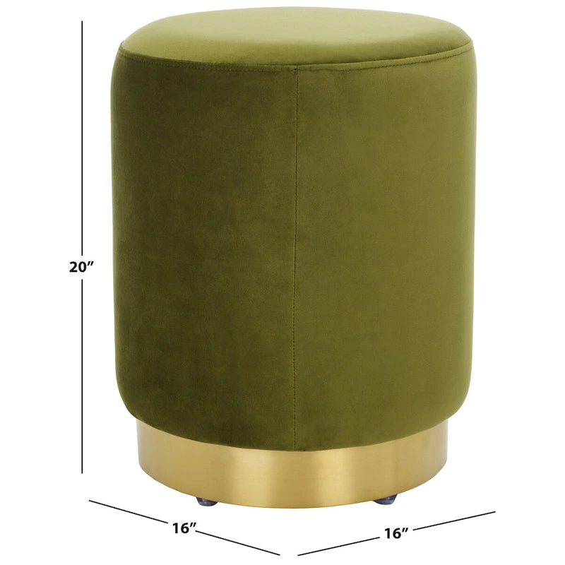 Pouf en velours avec base en laiton, une place – Marine / Laiton