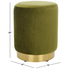 Pouf en velours avec base en laiton, une place – Marine / Laiton