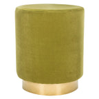 Pouf en velours avec base en laiton, une place – Marine / Laiton