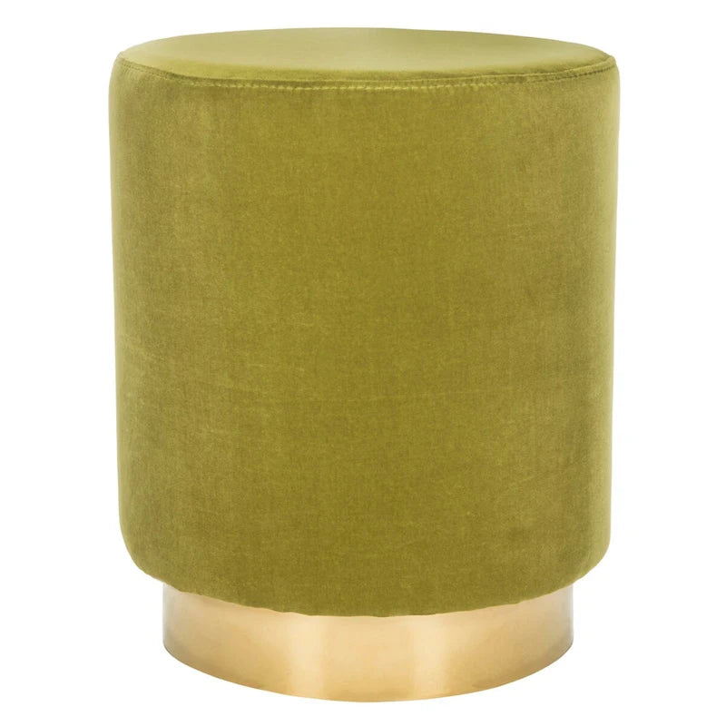 Pouf en velours avec base en laiton, une place – Marine / Laiton