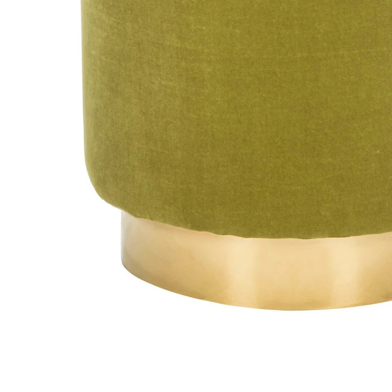 Pouf en velours avec base en laiton, une place – Marine / Laiton
