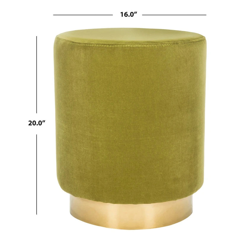 Pouf en velours avec base en laiton, une place – Marine / Laiton