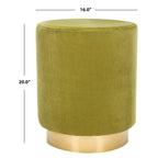 Pouf en velours avec base en laiton, une place – Marine / Laiton