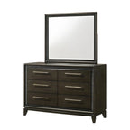 Ensemble de chambre à coucher 5 pièces Milana noir moderne contemporain en bois massif et placages avec tissu