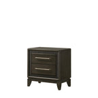 Ensemble de chambre à coucher 5 pièces Milana noir moderne contemporain en bois massif et placages avec tissu