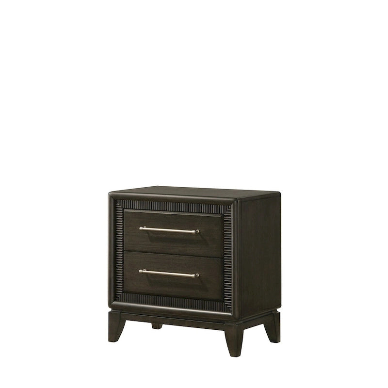 Ensemble de chambre à coucher 5 pièces Milana noir moderne contemporain en bois massif et placages avec tissu
