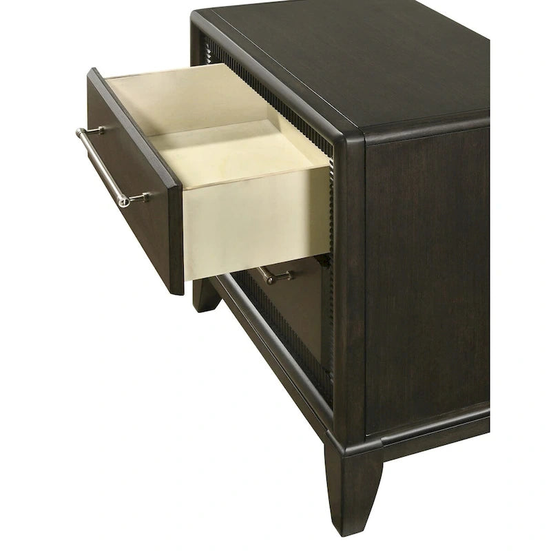 Ensemble de chambre à coucher 5 pièces Milana noir moderne contemporain en bois massif et placages avec tissu