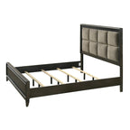 Ensemble de chambre à coucher 5 pièces Milana noir moderne contemporain en bois massif et placages avec tissu