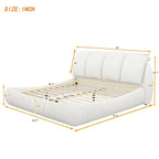 Upholstered King Bed with Pleated Padded Headboard – Velvet & Leather, Sleeps 2