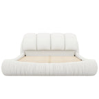 Upholstered King Bed with Pleated Padded Headboard – Velvet & Leather, Sleeps 2