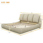 Upholstered King Bed with Pleated Padded Headboard – Velvet & Leather, Sleeps 2