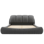 Upholstered King Bed with Pleated Padded Headboard – Velvet & Leather, Sleeps 2