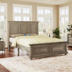 Wood Bed Frame with Headboard & Footboard | Brown / White / Stone Gray | Twin / Full / Queen