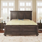 Wood Bed Frame with Headboard & Footboard | Brown / White / Stone Gray | Twin / Full / Queen