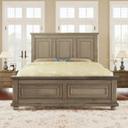 Wood Bed Frame with Headboard & Footboard | Brown / White / Stone Gray | Twin / Full / Queen