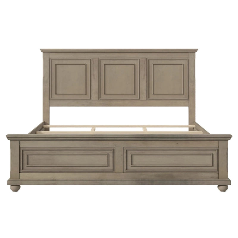 Wood Bed Frame with Headboard & Footboard | Brown / White / Stone Gray | Twin / Full / Queen